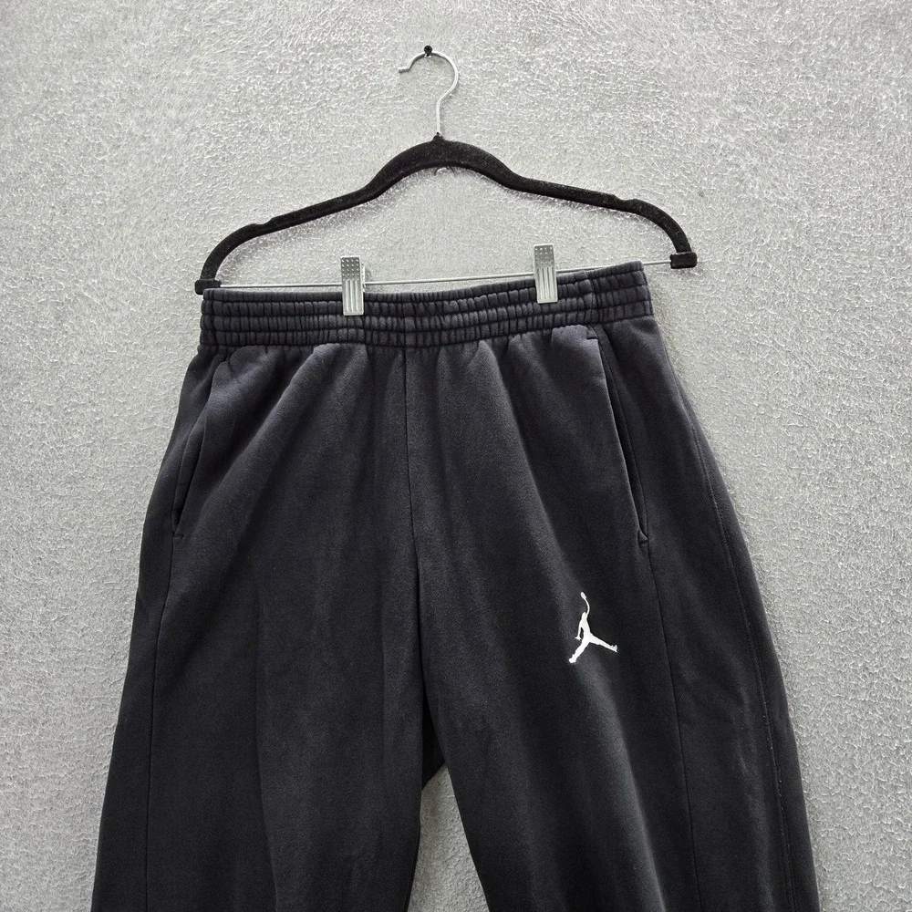 Jordan Men Pants‎ M Black Embroidered Jogger Y2K Fleece  Logo Jumpman